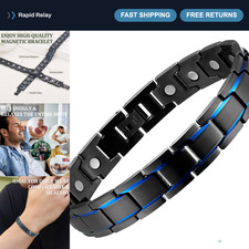 Men's Titanium Steel Magnetic Bracelet, 3500 Gauss Adjustable Wristband, Gift Bo