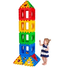 Costway 32 Pieces Big Waffle Block Set Kids Educational Stacking Building Toy