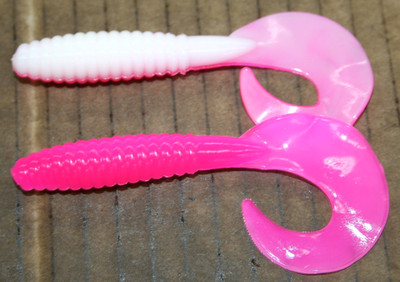 5'' Fat Grub Bass Plastic Worm Pink White 50 Pack Bulk Bag Jig Trailer