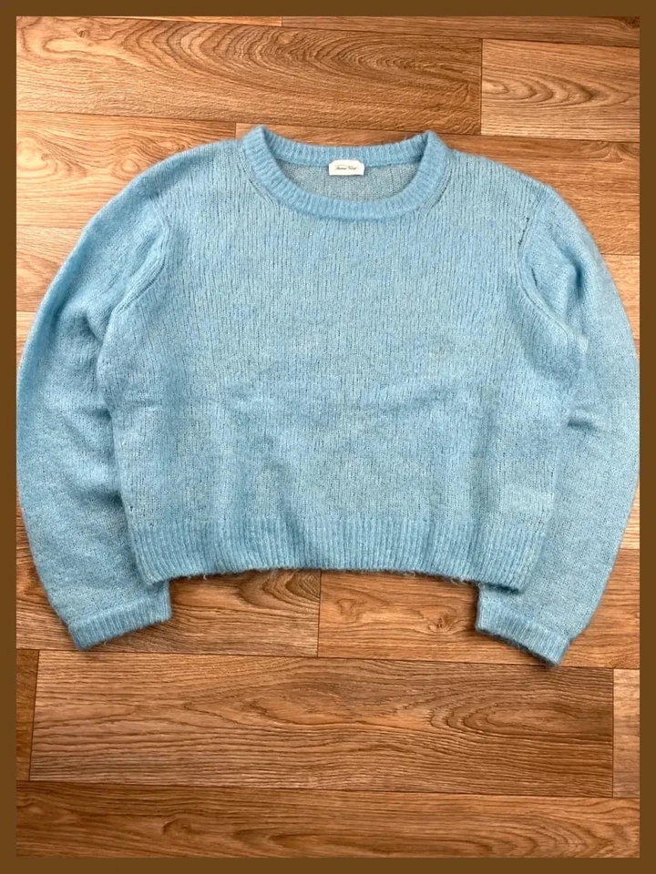 Pull col rond American vintage bleu clair doux - taille M - Photo 1/4