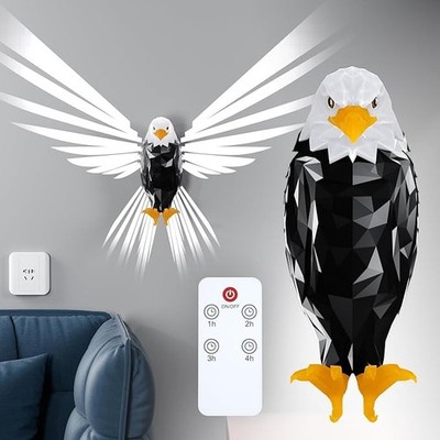 Bald Eagle Wall Light with Remote Control - Magnetic Mounted American Eagle Lamp