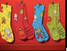 2025 McDonald's Grinch Socks Christmas Adult Happy Meal Complete Set of 4