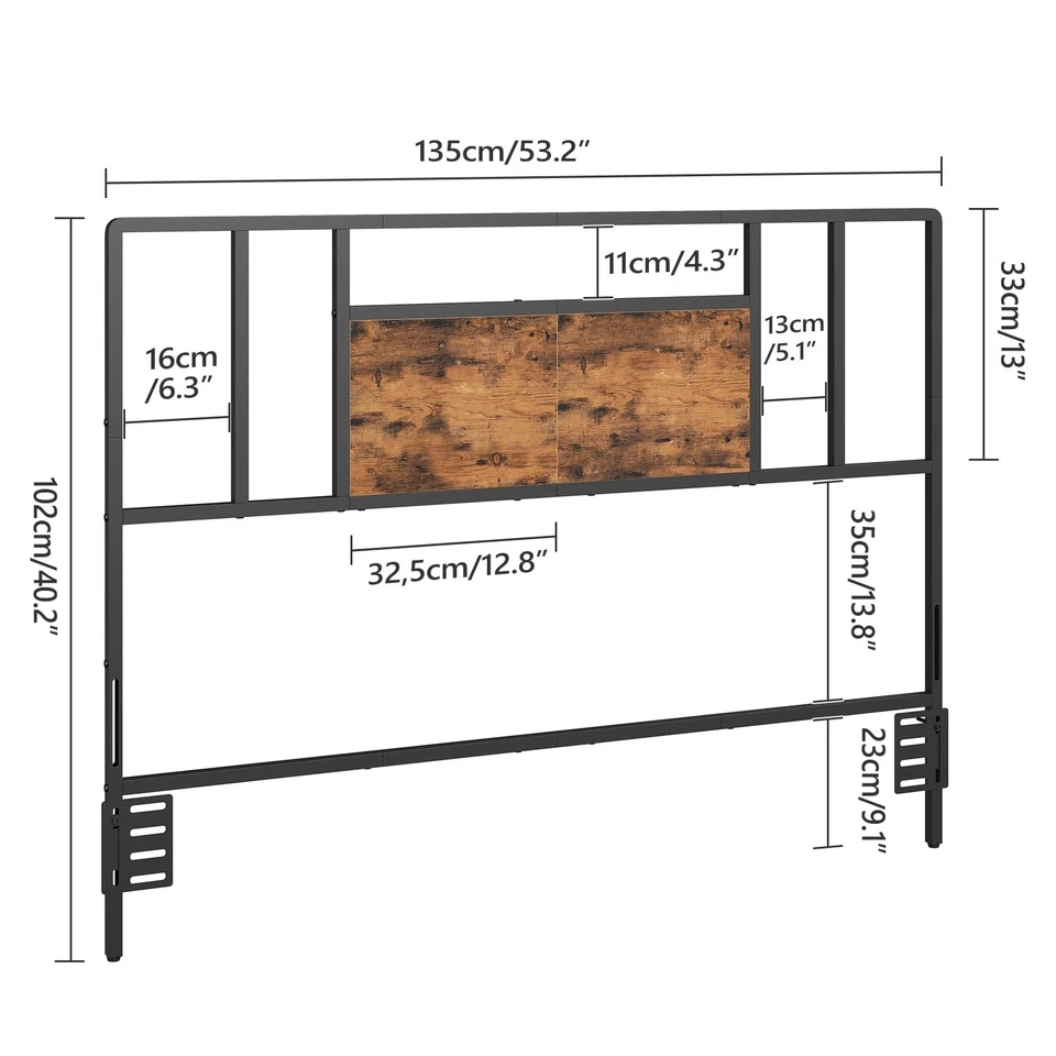 Cabecero de tamaño completo solamente, cabecero de cama de metal industrial para granja con madera... Foto 3 de 4