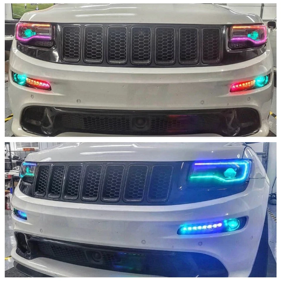 Placa LED DRL RGBW para Jeep Grand Cherokee 2014-2021 APP faros Bluetooth hágalo usted mismo Foto 2 de 4