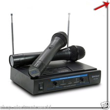 COPPIA MICROFONI WIRELESS PROFESSIONALI VHF KARAOKE MUSICA STEREO MICROFONO WG
