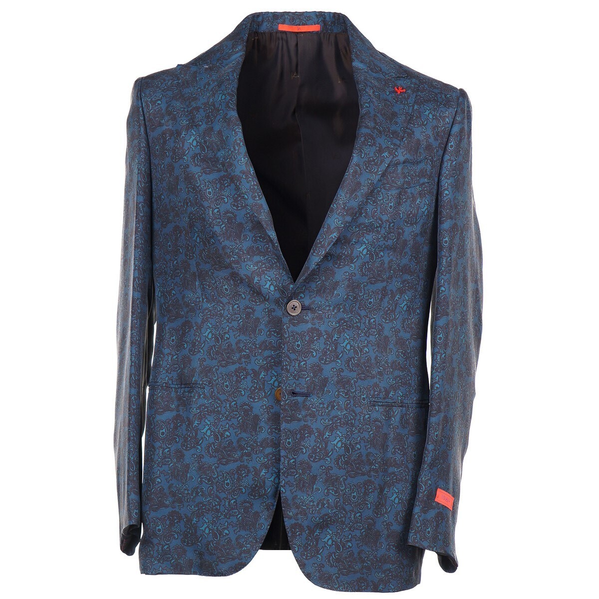 Isaia Teal Blue Paisley Print Lightweight Silk Blazer 38R (Eu 48