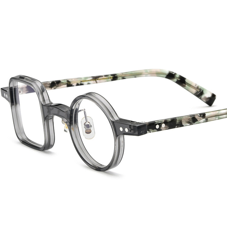 Asymmetric Retro Round Square Eyeglass Frame Unisex Vintage