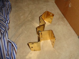 two hinges 1/8" plated steel stamped DMI 3 holes counter sunk on one side
