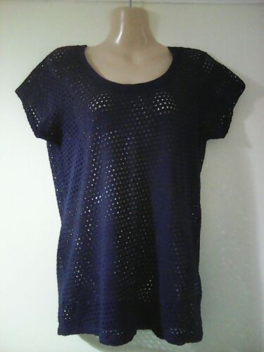8 JACK WILLS navy blue oversized baggy net top summer t shirt summer designer - Picture 1 of 10
