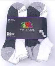 Fruit of the Loom Men's 12 Pair Pack Dual Defense Cushioned Low Cut Socks