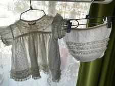 Vintage Montgomery Ward Baby Ruffle Lace Party Dress Bloomer Sheer Easter Spring