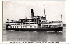 Steamer City Of Philadelphia Ship on Delaware River Wilson Line Fleet Postcard