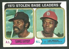 1974 Topps #204 1973 Stolen Base Leaders Baseball Card Tommy Harper Lou Brock