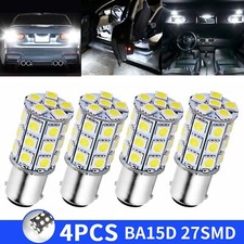 4pcs BA15D 1142 27-SMD LED Interior Light Bulbs Tail Brake Stop Lamp 6000K White
