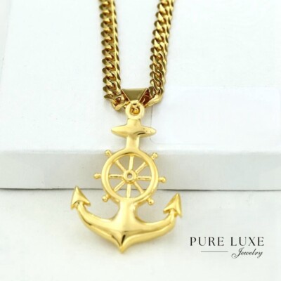 Men's Gold Stainless Steel;Nautical anchor,Pendant 20