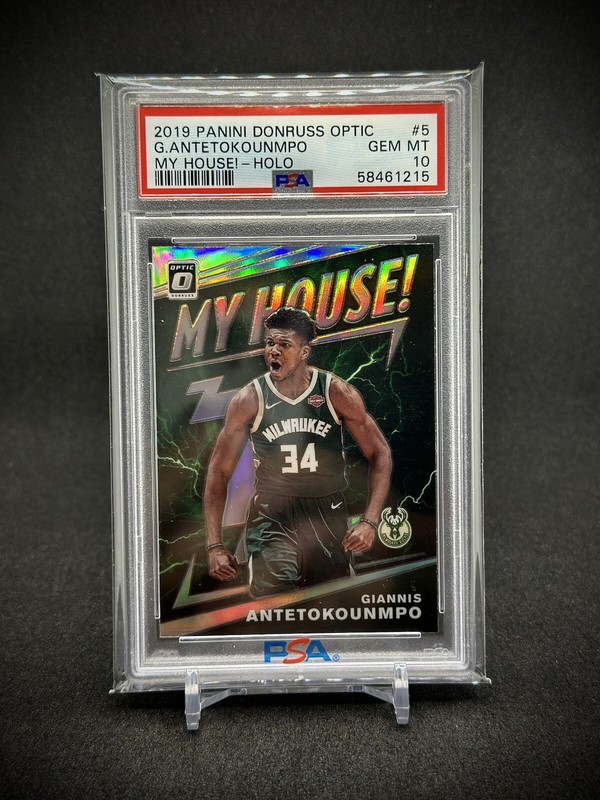 Giannis Antetokounmpo 2019 Panini Optic My House Holo Silver SP PSA 10