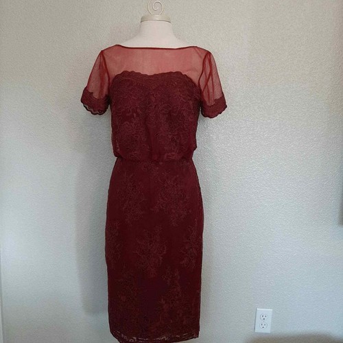 JS Collections Size 4 Burgandy Lace Dress - Picture 3 of 12
