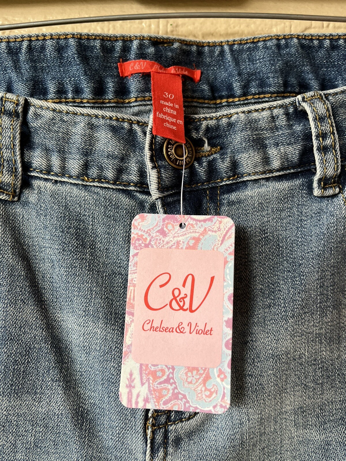 Chelsea & Violet C&V womens Ankle Jeans 30 Destructed Hem 27 inch