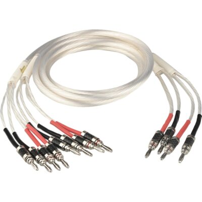 Pair OCC Silver Plated Speaker Cable Banana Plug Bi-wire HiFi Audio Wire