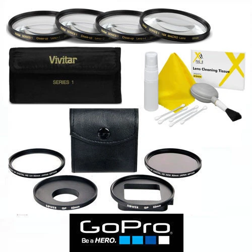 VIVITAR/XIT/DIGITAL CONCEPTS/BOWER CLOSE-UP MACRO LENS KIT (+1,+2,+4,+10) + HD UV/CPL FILTER KIT FOR GOPRO HERO4