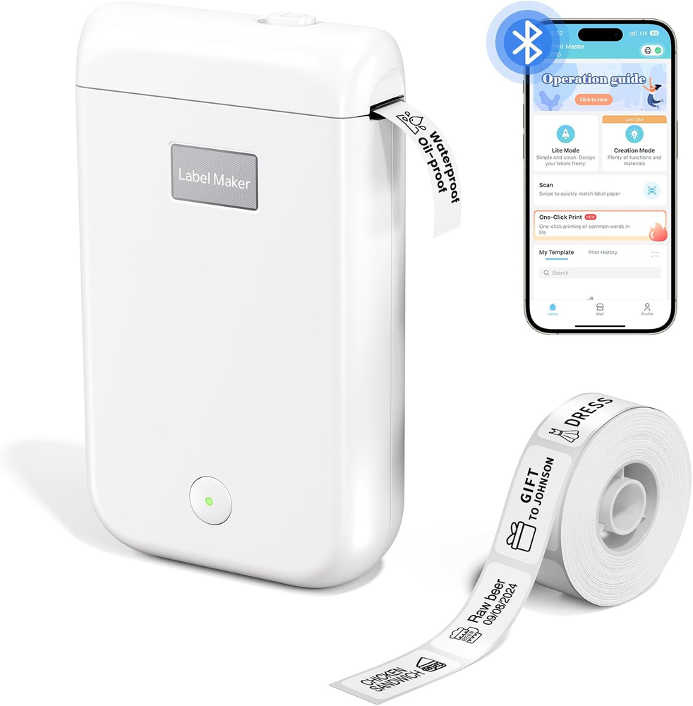 Label Maker with Tape – Inkless Thermal Printer for Home & School