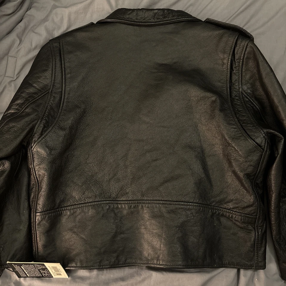 FMC Ladies Black Leather Motorcycle Jacket Size XL Cropped New - Image 4 of 4