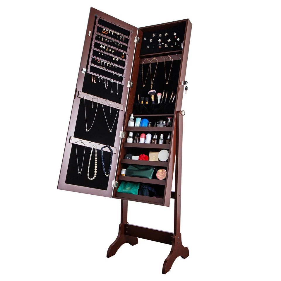 Jewelry Armoire Cabinet Free Standing Storage Organizer with Full Length Mirror - Image 2 of 4