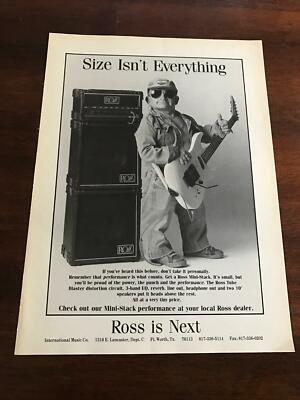 1990 VINTAGE 8X11 PRINT Ad FOR ROSS MINI-STACK GUITAR/TUBES SIZE ISNT EVERYTHING