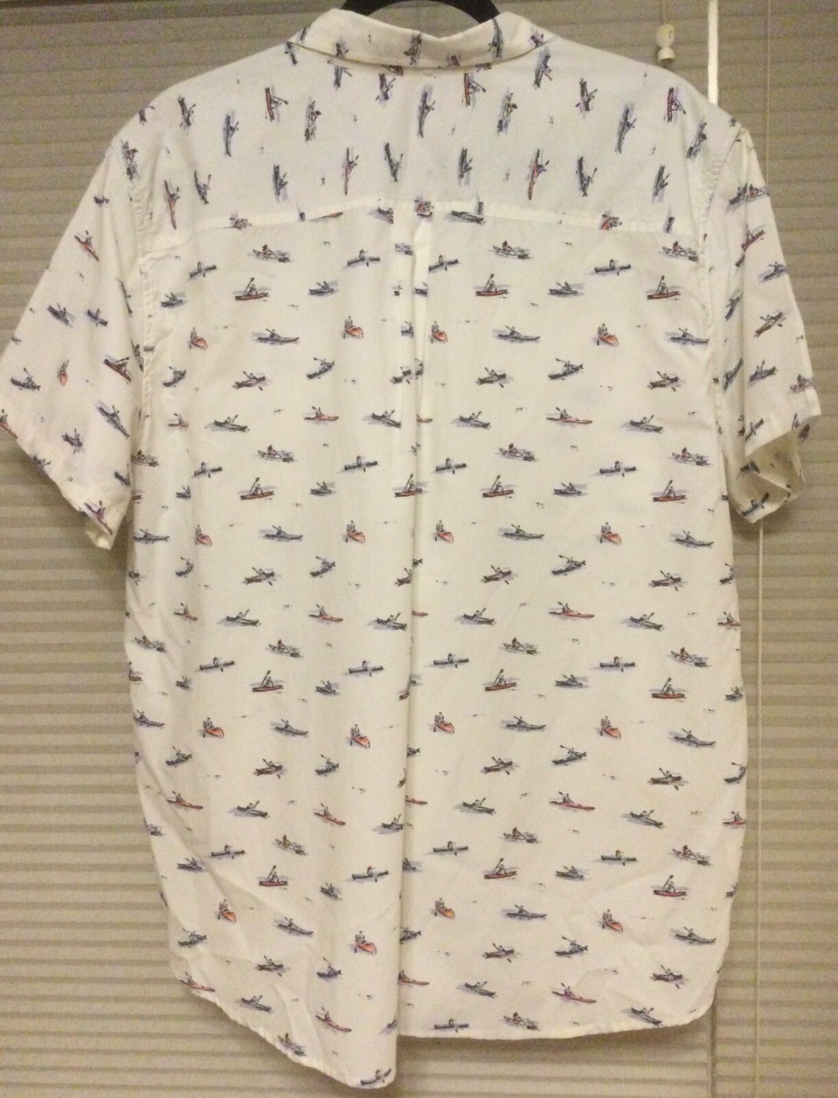 FILA Camicia Eddie Bauer bianca avorio con bottoni manica corta canoa stampa canoa taglia 2XL