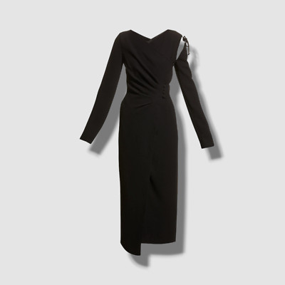 $845 Nanushka Women's Black Cutout Asymmetric Maxi Wrap Dress Size XS