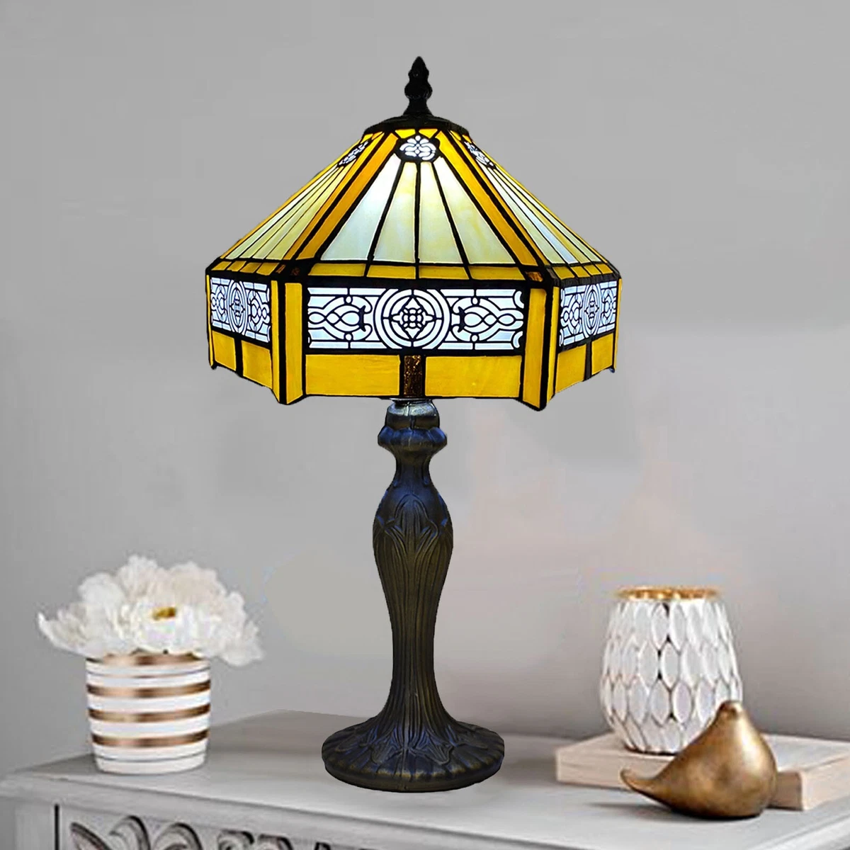 Yellow glass on sale table lamp
