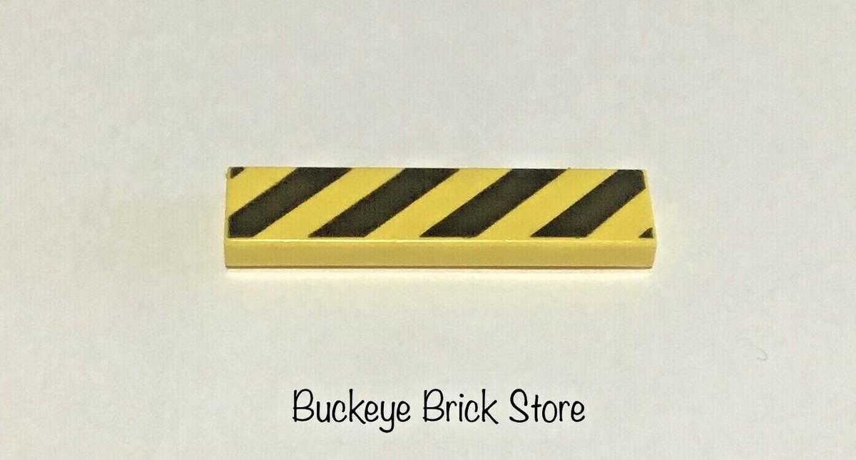 LEGO Tile 1 x 4 with Black and Yellow Danger Stripes Pattern