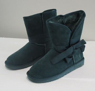 Women TPR Sole Winter Short Boots Suede Upper in Green