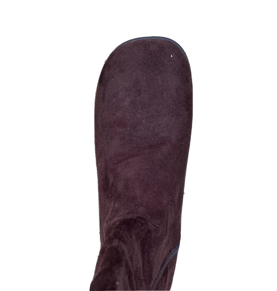 WANTED KENO Suede Knee High Boots Side Studded Buckle In Dark Brown Size 10 - Image 3 of 4