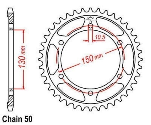 Couronne 40 dents Yamaha FZR 1000 pour supprimer les points durs chaîne