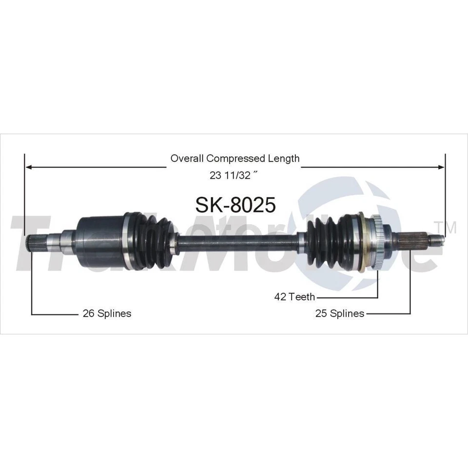 Eixo dianteiro esquerdo direito CV compatível com 2002-2007 Suzuki Aerio TrakMotive - Imagem 2 de 3