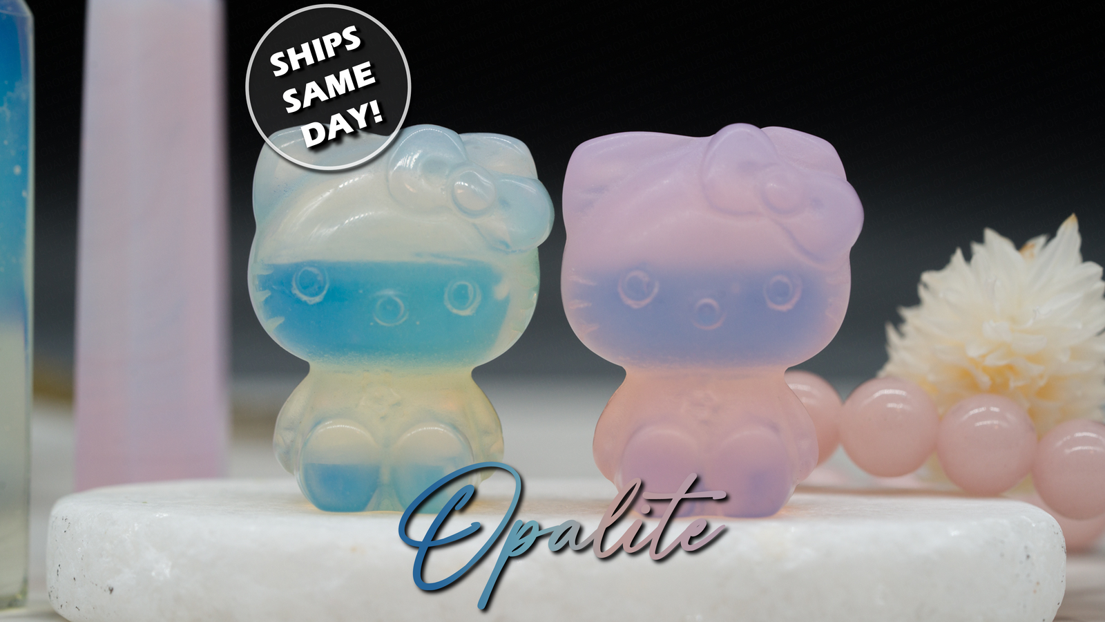 Blue Pink Hello Kitty Crystal Figurine Anime Kawaii Cute Cat Girls Gift for Kids