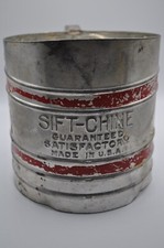 Vintage Flour Sifter Sift Chine Made in USA Triple Screen Farmhouse Red Stripe