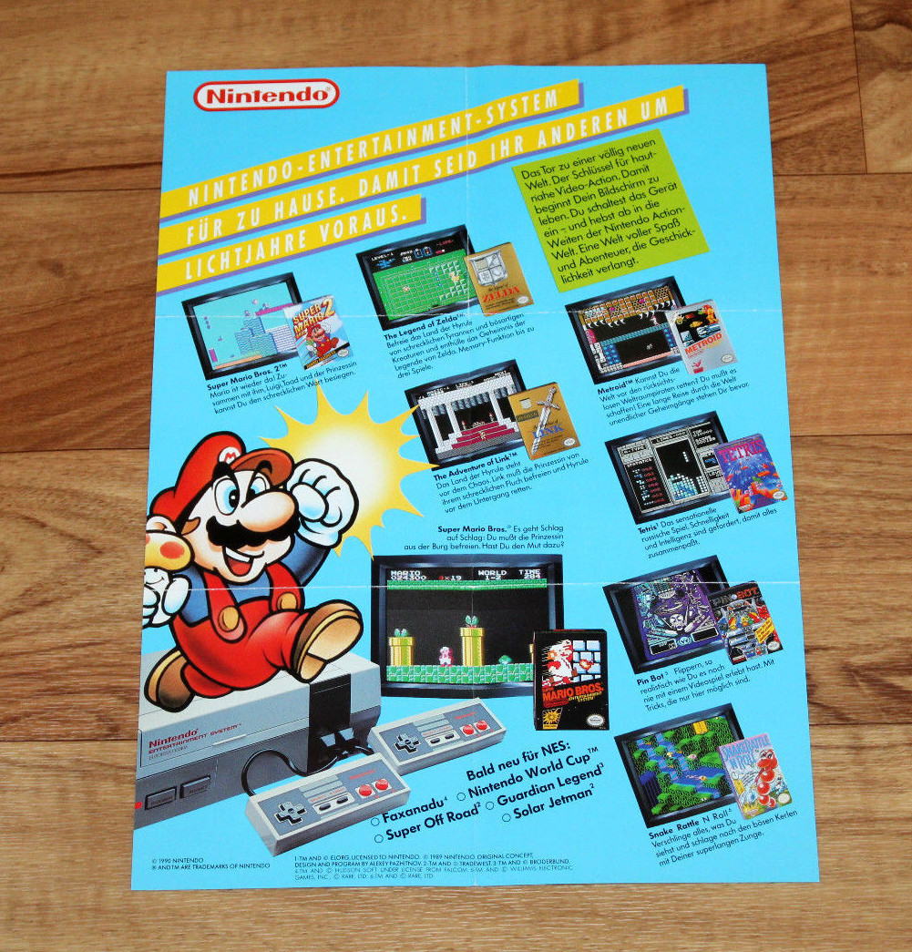 1990 NES GB Ad Flyer Mini Poster Super Mario Bros. 2 Metroid Zelda