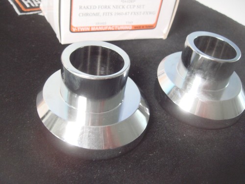 Harley 3 Degree Neck Cup Set Raked Kit Big Twin Chopper Custom V-Twin 24-0283 X4 - Picture 5 of 8