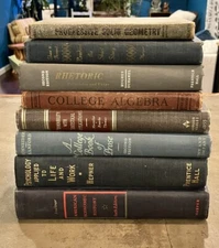 VTG Mid Century Variety Lot Of 8 Old College Books Hardback Home Decoration