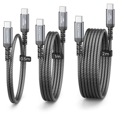 3x USB-C Ladekabel 60W Datenkabel (0,5m 1m 2m) PD 3.0 PPS Schnellladekabel Handy