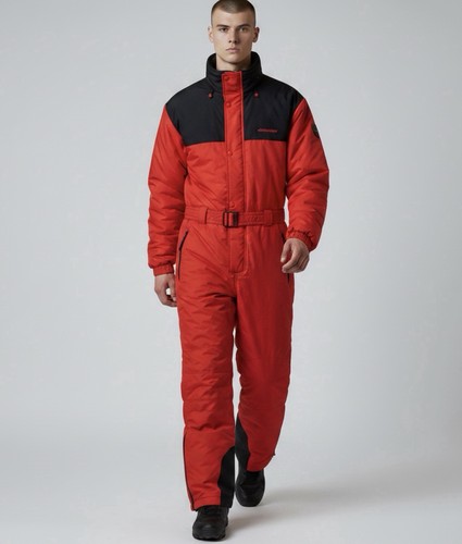 Edelweiss Ski Suit One Piece Snowsuit Snow Bib Vintage Retro Red/Black Size XL