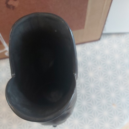 Vintage Dartmouth Devon Black Large Gurgle Gluggle Glug Jug 9.5" Inch Fish Vase - Picture 5 of 12