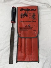SNAP ON TOOLS SGHBF500A 4pc Red Soft Grip Handle Mixed File Set + Extra File