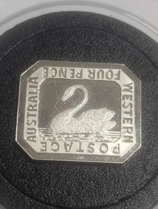 Sterling Silver .925 Western Australia Four 4 Pence Stamp Inverted Swan 7.7 Gram