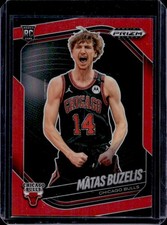 2024-25 Panini Prizm Black Matas Buzelis RC Red Prizm Rookie #/299 Bulls