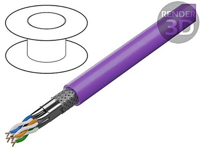 2202ELY.00500 Leitungen S/FTP 6a Draht Cu 4x2x23AWG LSZH blau 500m 72V BELDEN