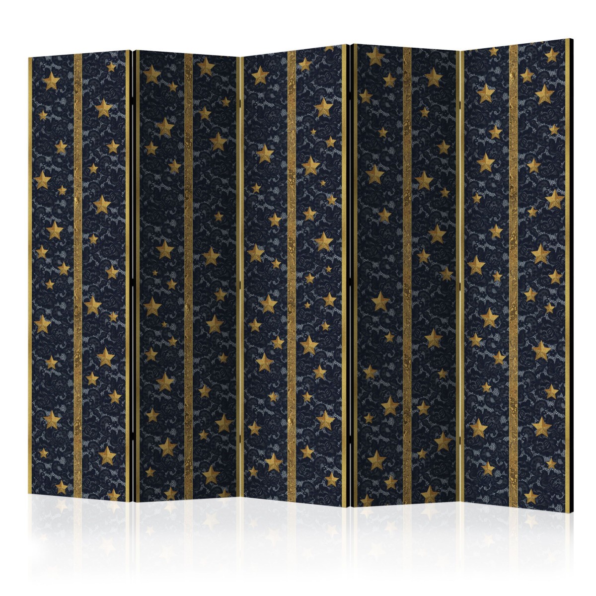 Paravent 5 volets Lace Constellation 172x225cm en bois noir