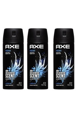 3 PACK AXE PHOENIX Antiperspirant DEODORANT BODYSPRAY CRUSHED MINT & ROSEMARY4oz